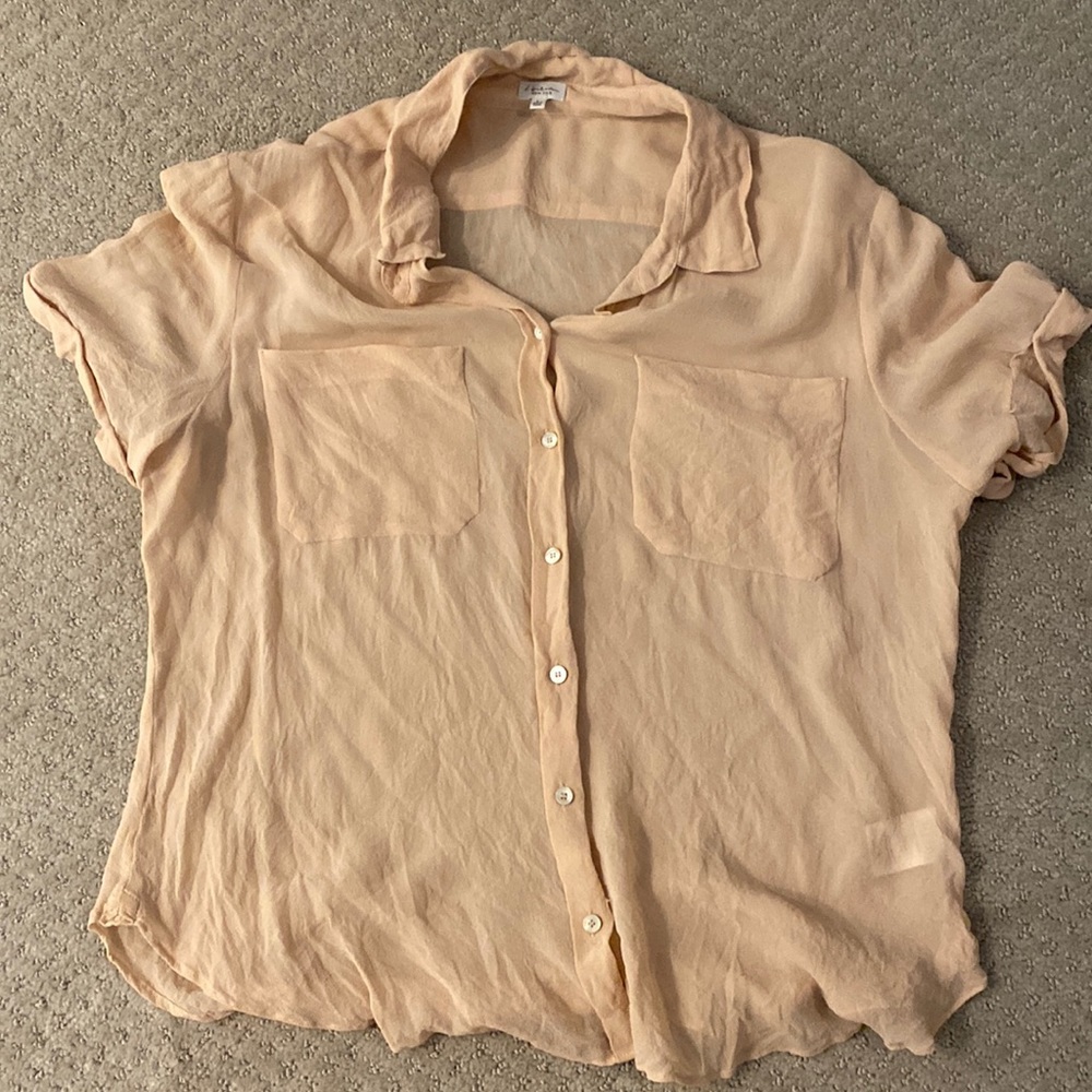 Aritzia Babaton 100% beige/ silk button down blouse